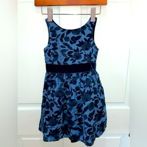 Carter’s deep blue velvet floral burnout sleeveless holiday dress in size 6Y